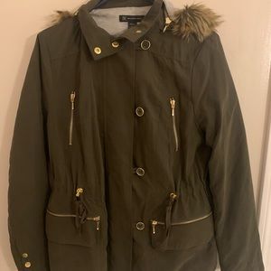 Green mid thigh jacket